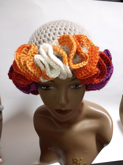 “Autumn Bloom Ruffle Beanie”