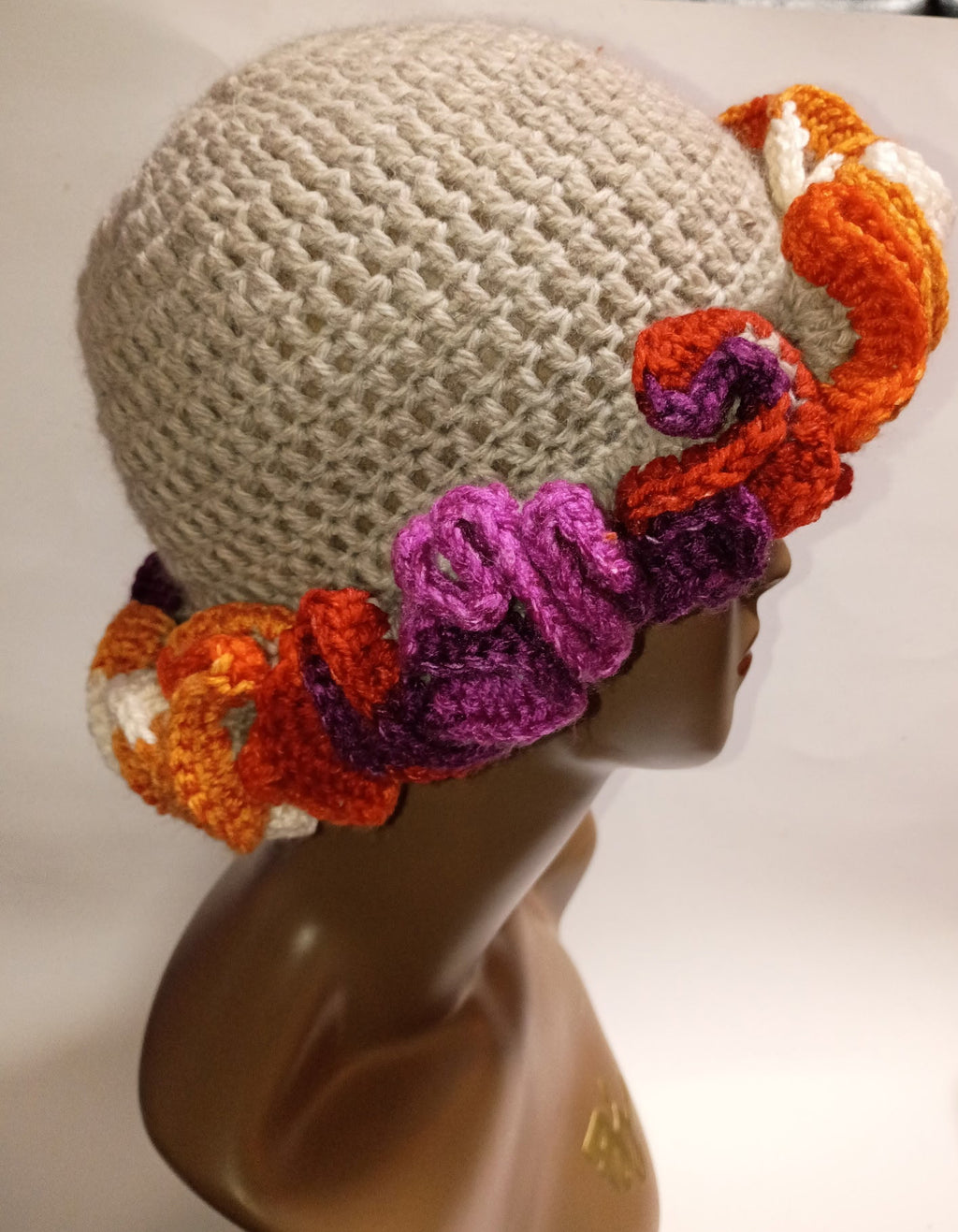 “Autumn Bloom Ruffle Beanie”