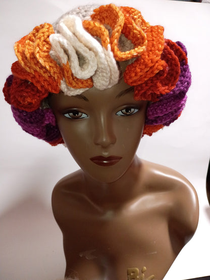 “Autumn Bloom Ruffle Beanie”