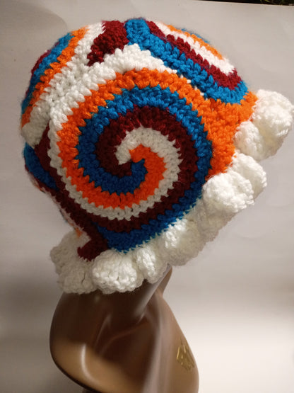 “Sunset Swirl Ruffle Hat”