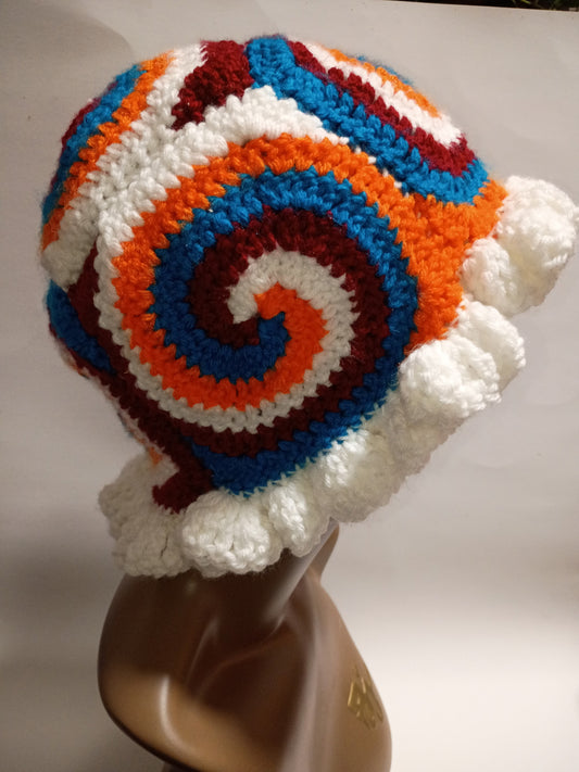 “Sunset Swirl Ruffle Hat”