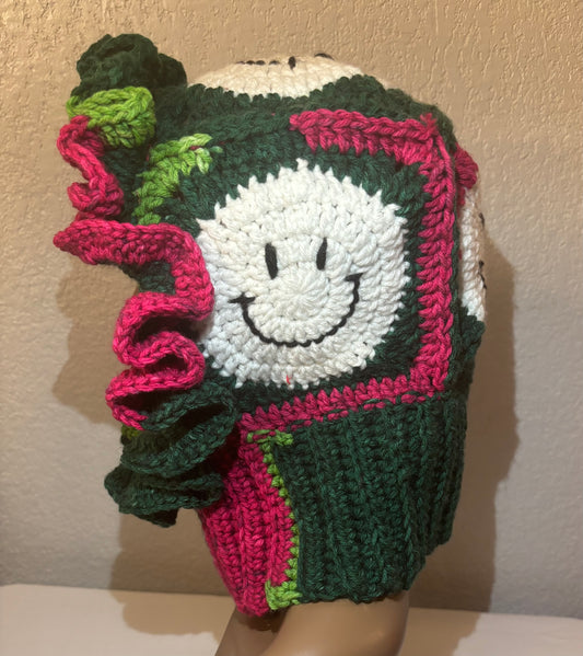 Smiley Bloom Crochet Balaclava
